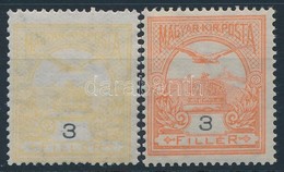 ** 1913. Turul 3f Szintévnyomat: Narancs Helyett Sárga Színben, Rendkívül Ritka!! / Mi. 111  Colour Error: Yellow For Or - Other & Unclassified