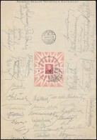 1933 LEHE Blokk Papírlapon Alkalmi Bélyegzéssel, Rajta A Kiállítás Több Mint 40 Résztvevőjének  - Közte Ismert Személyek - Altri & Non Classificati