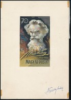 1960 Munkácsy Mihály, Légrády Sándor Bélyegterv Aláírással (képméret: 6 X 10 Cm) - Altri & Non Classificati