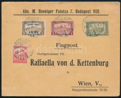 1918.jul. 9. Légi Levél Bécsbe 4K50f Repülő Posta Bélyeggel és 1.90K Kiegészítő Bérmentesítéssel / Mi 211 With Additiona - Otros & Sin Clasificación