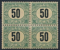 ** * 1903 Zöldportó 50f Négyestömb, A Felső 2 Bélyeg Falcos (30.000++) - Altri & Non Classificati