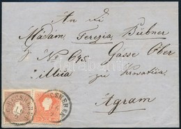 ~1860 5kr II + 10kr II Centrált Bélyegek Levélen 'G:BECSKEREK' - Agram - Autres & Non Classés