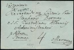 1839 Portós Levél / Unpaid Cover ,,Weszpr:' - Mernye - Autres & Non Classés