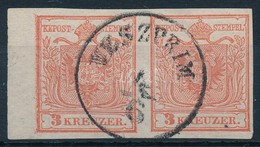 O 1850 3kr Pár HP I. Látványos 5 Mm-es Bal Oldali ívszéllel 'VESZPRIM' Certificate: Babor - Sonstige & Ohne Zuordnung