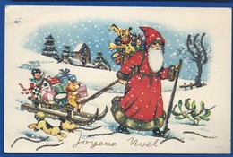 Père Noël   Avec Hotte Traineau Et Jouets écrite En 1950 - Santa Claus