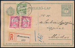 1916 Ajánlott Díjjegyes Levelezőlap Turul 5f + Hadisegély (II.) 2 X 10f Díjkiegészítéssel - Otros & Sin Clasificación