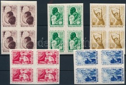 ** 1949 VIT Sor Vágott Négyes Tömbökben (80.000) / Mi 
1048-1052 Imperforate Blocks Of 4 - Autres & Non Classés