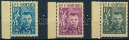 ** 1962 Gagarin Feketével Felülnyomott ívszéli Sor Mi 647-649 B - Autres & Non Classés