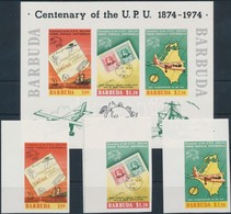 ** 1974 100 éves Az UPU ívsarki Vágott Sor Mi 182-184 + Blokk 10 - Autres & Non Classés