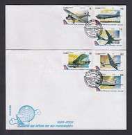 2009 80 éves A Kubai Légitársaság Sor Mi 5307-5312 2 Db FDC-n - Autres & Non Classés