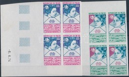 ** 1974 100 éves Az UPU Vágott Sor Mi 442-445  ívsarki üresmezős Négyestömbökben - Altri & Non Classificati