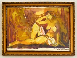 Almásy Jelzéssel: Ülő Női Félakt. Akvarell-ceruza, Papír, üvegezett Keretben, 22×30 Cm - Altri & Non Classificati