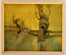 Andráskó István (1930-2013): Kerítés. Olaj, Vászon, Jelzett, Festék Hibákkal, Keretben, 50×60 Cm - Altri & Non Classificati