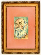 Fügedi Jenő (1935-):  Önarckép. Akvarell, Papír, Jelzett, üvegezett Keretben, 15,5×10 Cm - Altri & Non Classificati
