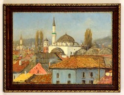 Fürst Zsigmond (1870-?):  Pécsi Háztetők. Olaj, Vászon (sérült), Jelzett, Keretben, 43×61 Cm - Otros & Sin Clasificación