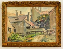 Mednyánszky Jelzéssel: Bérház Udvar. Akvarell, Papír (sérült), üvegezett Keretben, 21×28 Cm - Altri & Non Classificati