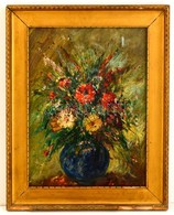 Záhonyi Jelzéssel: Virágcsendélet. Olaj, Farost, üvegezett Keretben, 44×34 Cm - Sonstige & Ohne Zuordnung