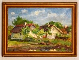 Olvashatatlan Jelzéssel: Házak. Olaj, Falemez, Festék Hibákkal, Keretben, 36×52 Cm - Sonstige & Ohne Zuordnung