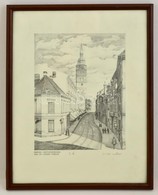 Olvashatatlan Jelzéssel: Bremen. Hutfilterstrasse. Litográfia, Papír, Jelzett, üvegezett Keretben, 26×20 Cm - Otros & Sin Clasificación