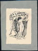 Fáy Jelzéssel: Ex Libris Fedor-Csák Aladár, Erotikus Ex Libris Terv, Tus, Papír, 14×10 Cm - Otros & Sin Clasificación