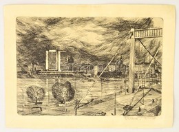 Olvashatatlan Jelzéssel: Erzsébet-híd. Rézkarc, Papír, 20×29 Cm - Sonstige & Ohne Zuordnung