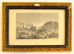 Ludwig Rohbock (1820-1883): Aldunasor Pesten / Untere Donauzeile In Pesth, Acélmetszet, Papír, üvegezett Fa Keretben, 14 - Stiche & Gravuren