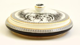 Hollóházi Jurcsák László által Tervezett Porcelán Bonbonier, Matricás, Hibátlan, Jelzett, D: 12,5 Cm - Sonstige & Ohne Zuordnung