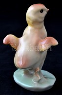 Porcelán Kiscsibe, Kézzel Festett, Jelzés Nélkül, Apró Kopásokkal, M: 11,5 Cm - Altri & Non Classificati