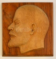 Lenin Portré, Faragott Fa Falidísz, 32×29,5 Cm - Sonstige & Ohne Zuordnung