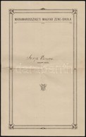 1910 Máramarosszigeti Magyar Zene Iskola Bizonyítvány, Okmánybélyeggel - Ohne Zuordnung