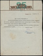 1937 A Magyar Vasút és Közlekedés által Tiszteletdíj ügyében írt Levél - Sin Clasificación