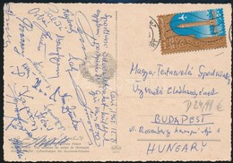 1965 Győri Vasas ETO Labdarúgó Csapatának Aláírásai (Kelgovich, Povázsai, Palotai, Orbán, ..stb.) Egy Kairóból Az MTS-ne - Otros & Sin Clasificación