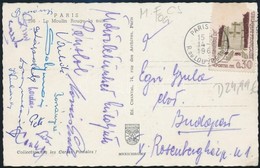 1963 Válogatott Labdarúgó Csapat (Solymosi, Káposzta, Gelei, Stb.) Aláírása Párizsból, Egri Gyula MTS Elnöknek Címzett K - Autres & Non Classés