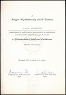 1970 Losonczi Pál államfő Aláírása Felszabadulási Jubileumi Emlékérem Kitüntetés Adományozó Levelén - Otros & Sin Clasificación
