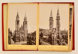 Cca 1890 Album Von Nürnberg 18 Jó Minőségű Keményhátú Fotót Tartalmazó Festett Egészvászon Kötésű Leporello / 18 Photos  - Sonstige & Ohne Zuordnung