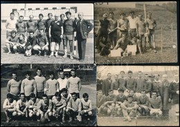 Cca 1950-1960 Régi Idők Focija, 4 Db Csoportkép, Az Egyik Hátulján Feliratozva, Egy Másik Sérült, Különböző Méretben, Kb - Sonstige & Ohne Zuordnung