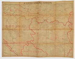 1914 A Szerb Háború Térképe, Lépték Nélkül, M. Kir. Földrajzi Intézet, A Hajtások Mentén Sérült, 94×121 Cm - Sin Clasificación
