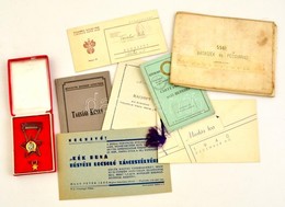 Cca 1910-1960 Vegyes Tétel: Meghívók, Vászon Térkép, Igazolványok +  Szocreál Kitüntetés - Sin Clasificación