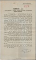 1918 Arad, Értesítés Az Aradi Vadászegylet évi Közgyűlésének Fontosabb Határozatairól - Ohne Zuordnung
