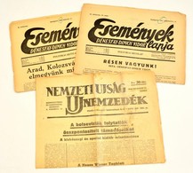 1939-1944 Vegyes újság Tétel, 3 Db, Események 2 Db (1939,1941), Nemzeti Újság - Új Nemzedék 1 Db (1944. November 22., Vá - Ohne Zuordnung
