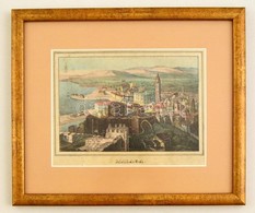 Malaga, Rézmetszet Nyomán Készült Litho Nyomat, Szakadásokkal, üvegezett Keretben, 15x20 Cm - Sin Clasificación