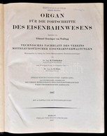1937 Organ Für Die Fortschritte Des Eisenbahnwesens. 92. évf. Berlin, 1937, Julius Springer. Német Nyelven. Átkötött Egé - Ohne Zuordnung