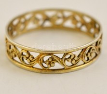 Ezüst(Ag) Aranyozott Virágmintás Gyűrű, Jelzett, Méret: 62, Nettó: 1,3 G - Altri & Non Classificati