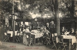 T2/T3 1910 Budapest IV. Újpest, Hajóállomási Vendéglő, étterem, Kert Pincérekkel, Söröző Hajós Kapitánnyal. Kiadja Selle - Sin Clasificación