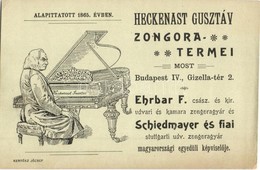 ** T2/T3 Budapest V. Gizella Tér 2. (ma Vörösmarty Tér) Heckenast Gusztáv Zongoratermei, Alapíttatott 1865-ben. Ehrbar F - Sin Clasificación