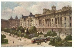 ** T1 Budapest V. Szabadság Tér, Osztrák-Magyar Bank,  Villamos. Művészlevelezőlap Hausner H. 7014-22. - Ohne Zuordnung