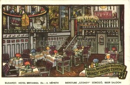 ** Budapest VI. Hotel Britannia, Szondy Söröző S: Haranghy J. - 5 Db Régi Képeslap / 5 Pre-1945 Postcards - Sin Clasificación