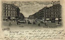 T2/T3 1899 Budapest VI. Oktogon, Villamos. Litho  (EK) - Ohne Zuordnung