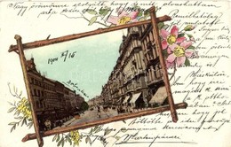 T2/T3 Budapest VII. Erzsébet Körút, Villamosok, Floral Litho Frame (EK) - Ohne Zuordnung