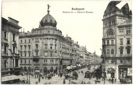 ** T1 Budapest VIII. Rákóczi út (Blaha Lujza Tér), Villamos, Takarékpénztár, Gyógyszertár, üzletek - Képeslapfüzetből - Ohne Zuordnung